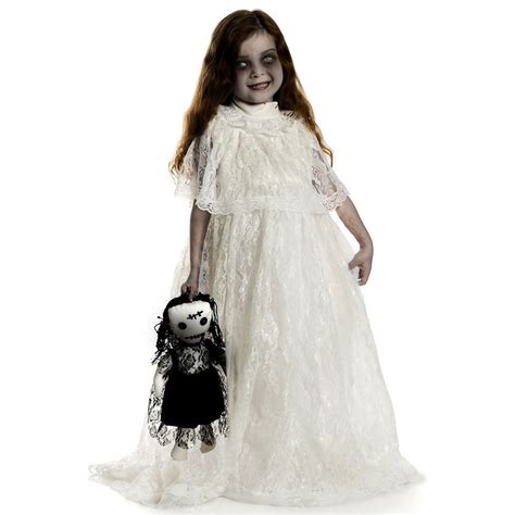 Creepy Doll Costume Kids Scary Halloween Fancy Dress Charades Creepy