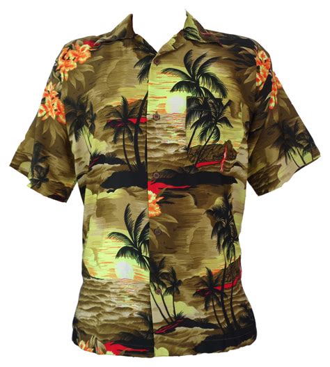 Hawaiianisches Shirt Herren Allver Print Beach Camp Party Aloha Orange M Ebay