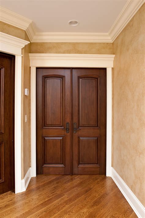 Interior Door Custom Double Solid Wood With Walnut Finish