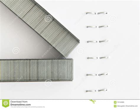 Staples In A Stapled Paper Stock Image Image Of Strip 70104969