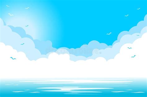 Blue Sky Over Blue Sea Stock Vector Illustration Of Silhouette 227274827