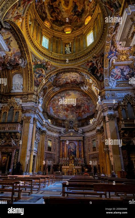 Interior Of Chiesa Del Gesù Baroque Catholic Church Rome Italy