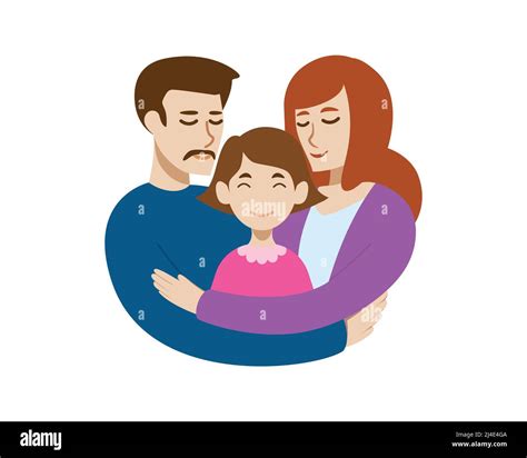 Mamá Y Papá Abrazando A Su Hija Ilustración Vector Imagen Vector De
