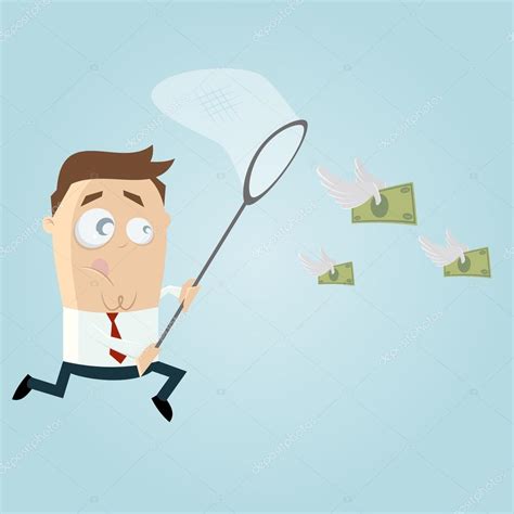Businessman Is Trying To Catch Money — Stock Vector © Shockfactorde