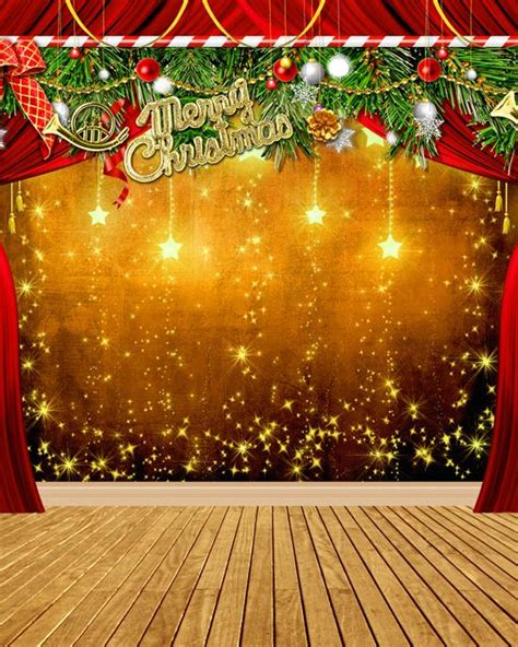 Attractive Garland Christmas Tree Photography Props Backdrops Fadeless