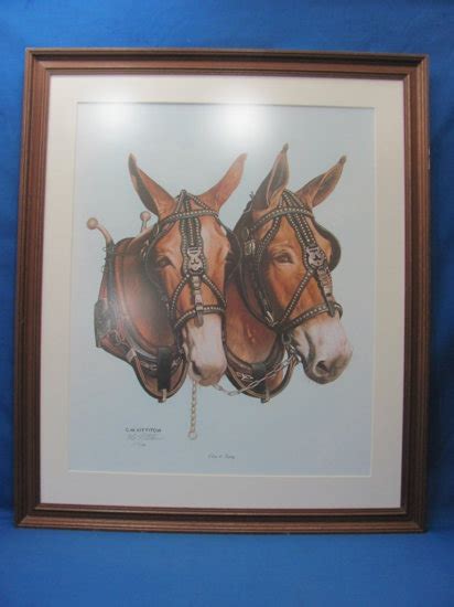 Framed And Matted Print Elsa And Betty By Cw Vittitow Mule Pair