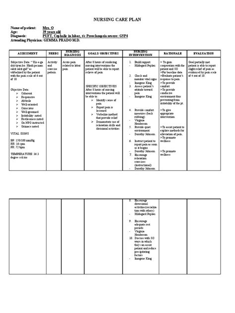 Nursing Care Plan Nursing Patient