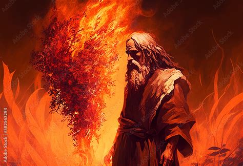Moses And The Burning Bush Bible Story Concept AI Generated