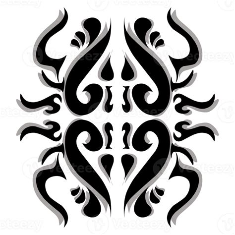 Illustration Of Black Tribal Tattoo Drawing With Gray Shading 24135624 Png