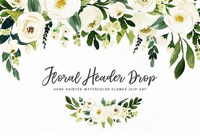 Watercolor Flower Clip Clipart Graphic Floral Header