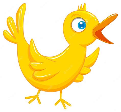 Free Vector Cute Yellow Bird In Cartoon Style