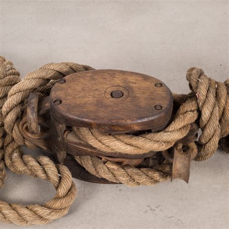 19th C Antique Block And Tackle With Rope C1800s S16 Home