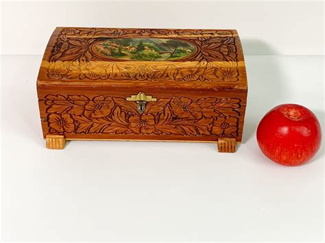 Jewelry Boxes Jewelry Storage Vintage Wooden Jewelry Box Carved Wood