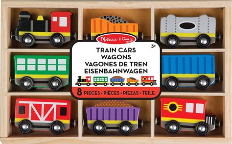 Melissa And Doug Wooden Train Cars 8 Piece Set Magnetic Wooden Trains