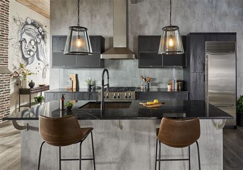 An Artistically Modern Loft Kitchen With Rough Natural Elements And A