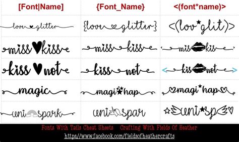 Fonts With Tails Glyphs Cheat Sheet Cricut Tutorials Cricut Fonts Free Script Fonts