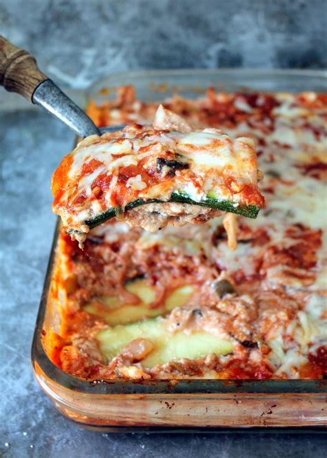 Low Carb Zucchini Lasagna With Spicy Turkey Meat Sauce Ambitious Kitchen