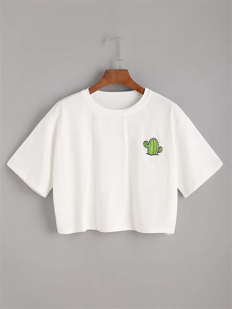 Weißes Kaktus-Druck-Ernte-T-Shirt | Teenager-kleidung, Jugendlich kleidung, Tumblr kleidung