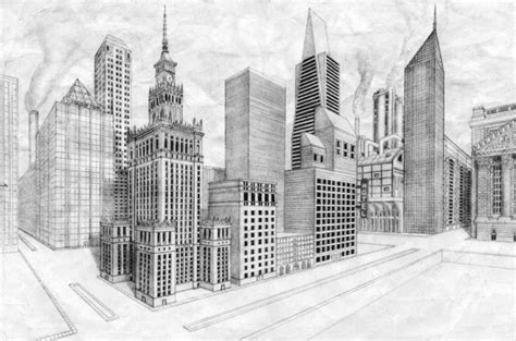 15 Sketsa Pemandangan Kota