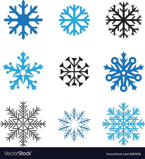 Different Snowflakes Royalty Free Vector Image Snowflake Drawing Easy