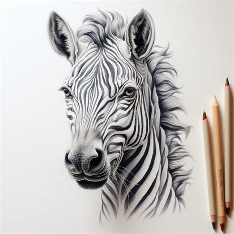Hyper Realistic Zebra Head Drawing With Detailed Pencil Illustrations