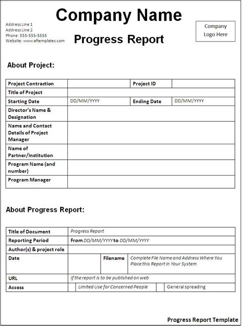 Simple Progress Report Template