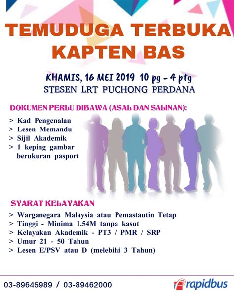 We are scouting for highly energetic talents to contribute to our excellence and continuous growth. Temuduga Terbuka di Prasarana Malaysia Berhad - 16 Mei ...