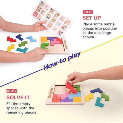 Buy Coogam Wooden Puzzle Pattern Blocks Brain Teasers Game With 60