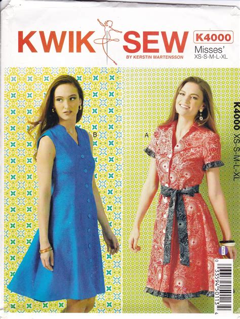 New Sewing Pattern Kwik Sew 4000 Misses Classic V Shirtdress Dress Plus