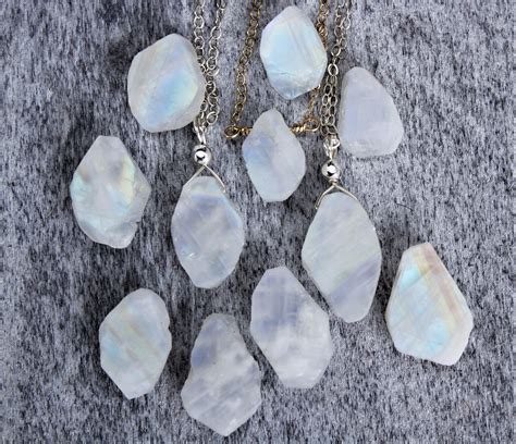 Raw Moonstone Necklace With Sterling Silver Or Gold Filled Etsy Singapore