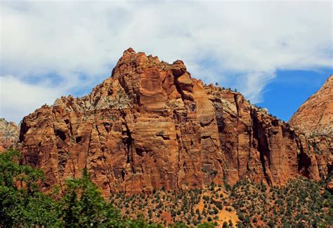 Typical Red Rock Mountain Landscape Zion National Park Utah Stock