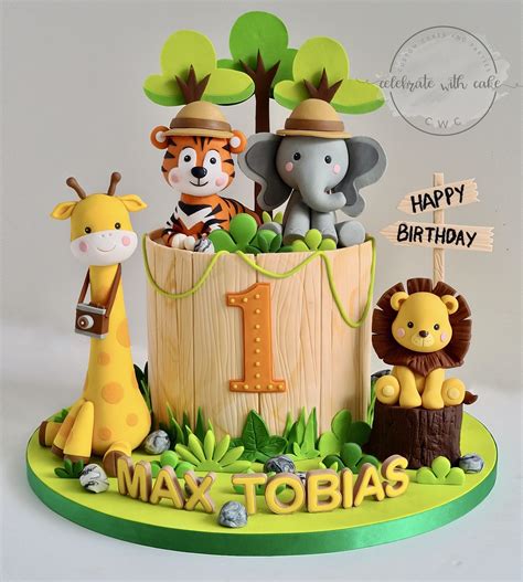 Celebrate With Cake Safari Themed 1st Birthday Single Tier Cake