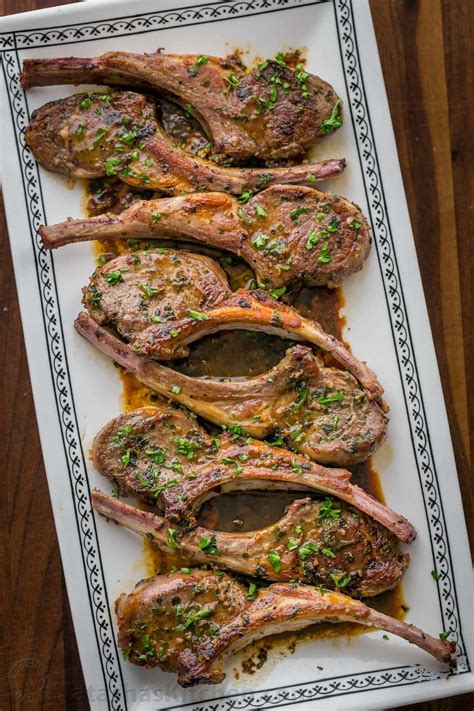 Tips on different marinades and what to serve with them. These lamb chops are seared, forming a garlic herb crust ...