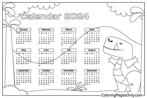 Calendar 2024 Coloring Pages To For Kids Free Printable Coloring Pages