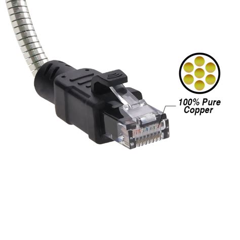 Armored Cat6a Patch Cable Anti Rodent 10gb 500mhz 3ft