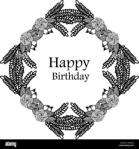 Design Wreath Frame Happy Birthday Background For Invitation Card