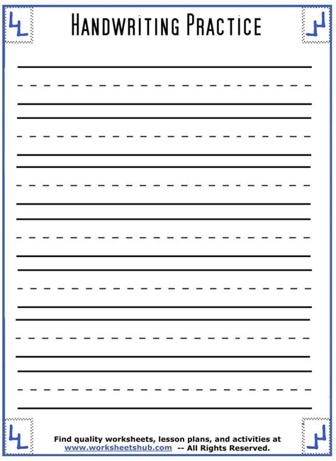 Blank Handwriting Worksheets For Kindergarten Writing Practice