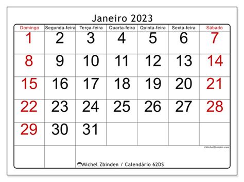 Calendário De Janeiro De 2023 Para Imprimir “503ds” Michel Zbinden Br