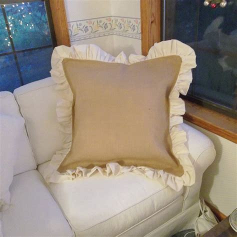 Custom Sizes Ruffled Burlap Pillow Decorative Pillow Handmade Etsy