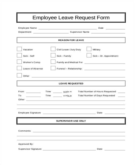 Leave Of Absence Request Form Template Free Printable Templates