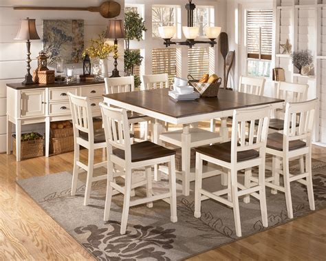 Product title wooden kitchen table and chairs set, 5 piece square. Whitesburg 9-Piece Square Counter Height Extension Table ...