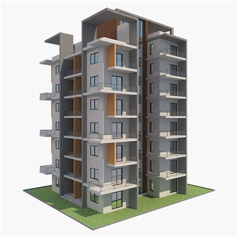 Apartment Building 9 3d Model By Virtual3d