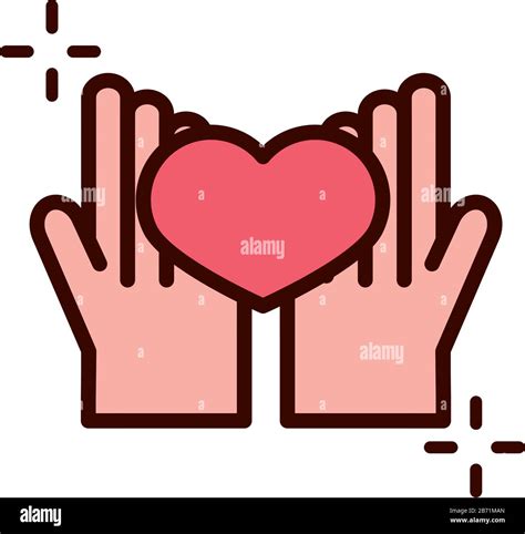 Mothers Day Hands With Giving Heart Love Vector Illustration Line And Fill Style Icon Stock