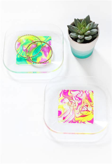 My Diy Neon Marbled Jewelry Tray