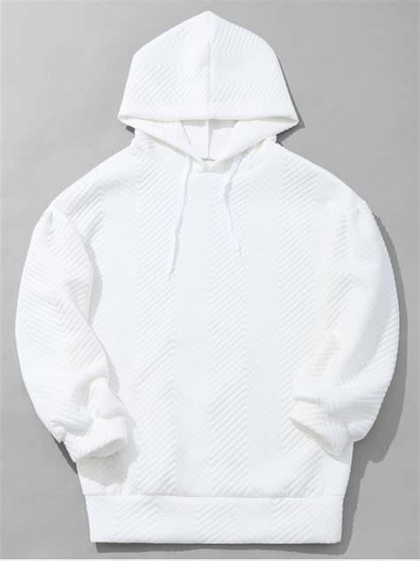 37 Off 2021 Mens Textured Hoodie In White Zaful