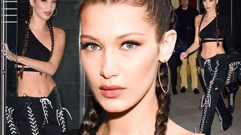 Abs Fab Bella Hadid Shows Off Her Taut Tummy In 90s Inspired Outfit As