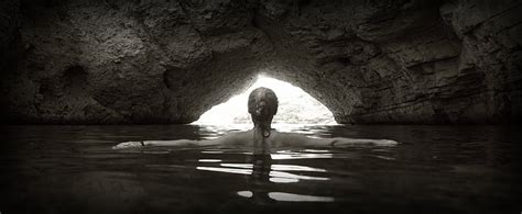 Royalty Free Photo Woman Standing On Water Inside Cave Pickpik