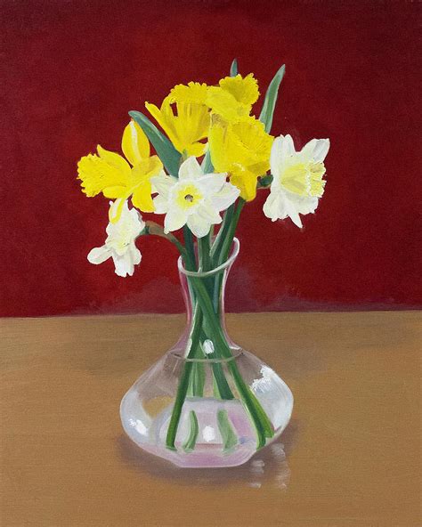 Daffodils In Vase Painting By Meri Coury Fine Art America