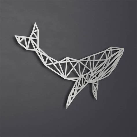 Blue Whale Metal Wall Art Sculpture Geometric Wall Art Whale Etsy