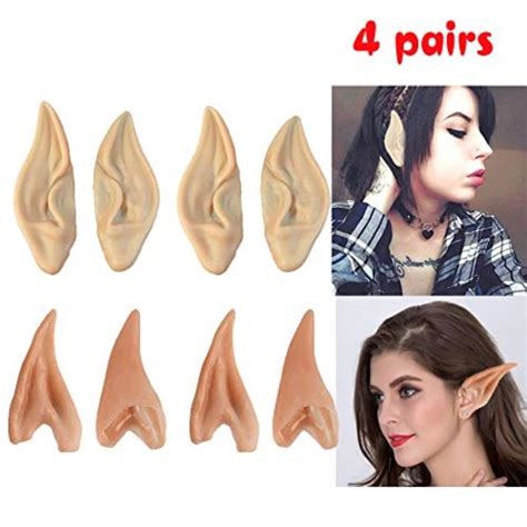 Latex Elf Ears 4 Pair Fairy Pixie Elf Ears Pointed Prosthetic Ear